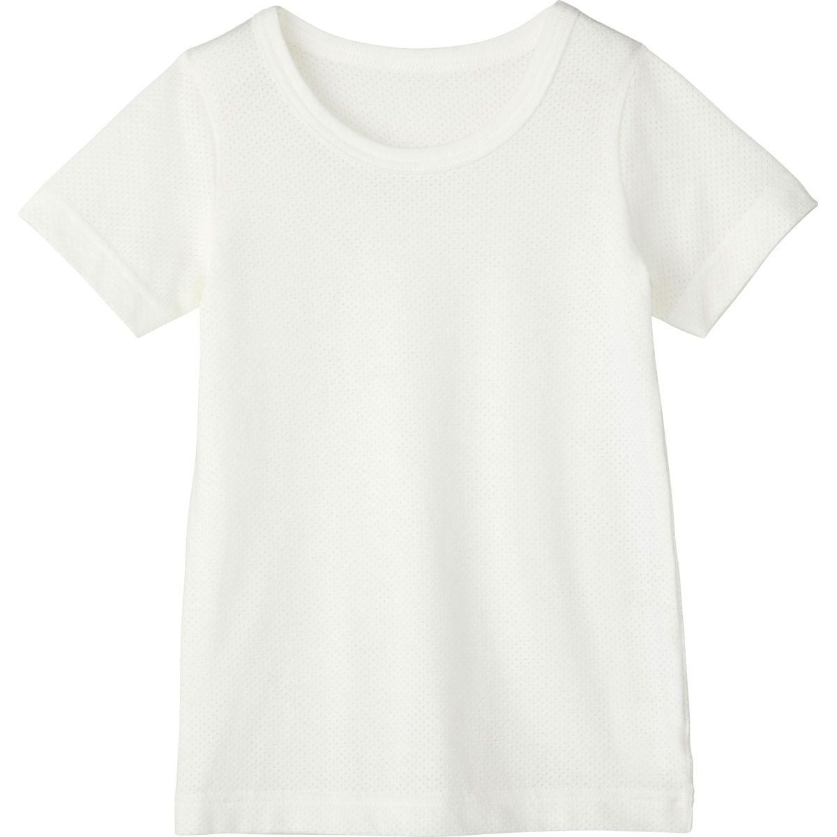 さらさらキープ半袖Tシャツ（メッシュ）：オフホワイト