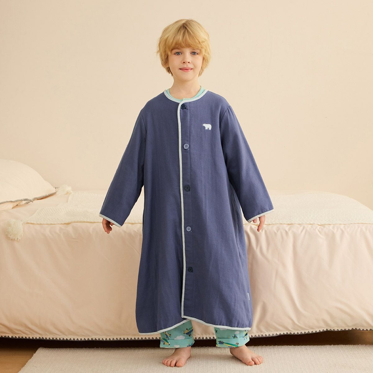 感謝祭☆ミニ価格32%OFF】ガーゼパイルガウン兼用スリーパー