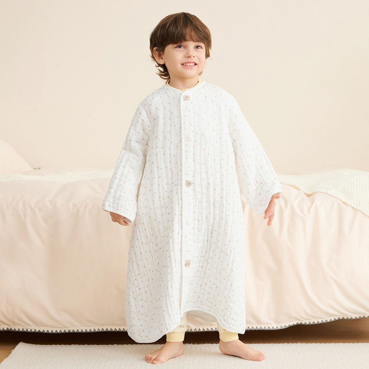 感謝祭☆ミニ価格32%OFF】やわらか6重ガーゼガウン兼用スリーパー