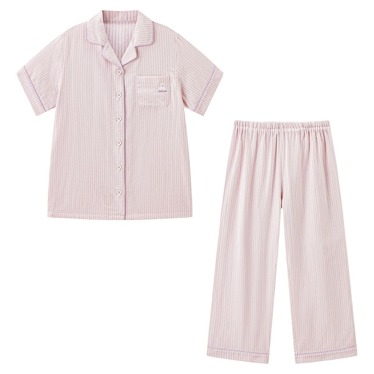 マーちゃん様購入専用 感謝祭☆ミニ価格32%OFF】半袖前開きガーゼママパジャマ（先染め